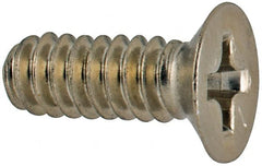 Made in USA - #6-32 UNC, 3/8" OAL Phillips Drive Machine Screw - Flat Head, Grade 18-8 Stainless Steel, Passivated Finish, Without Washer - Exact Tooling