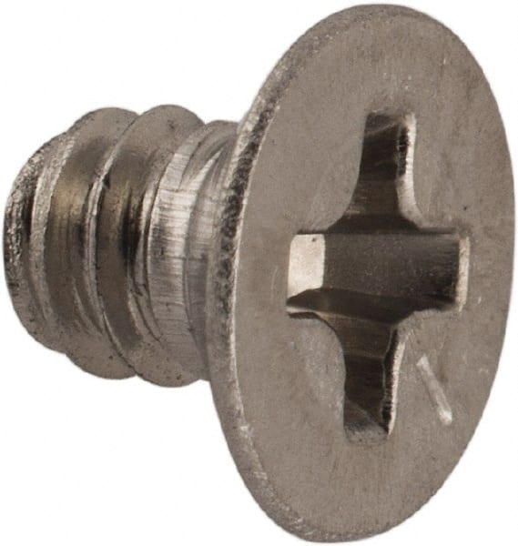 Made in USA - #6-32 UNC, 3/16" OAL Phillips Drive Machine Screw - Flat Head, Grade 18-8 Stainless Steel, Passivated Finish, Without Washer - Exact Tooling