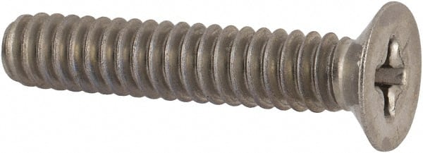 Made in USA - #10-24 UNC, 1" OAL Phillips Drive Machine Screw - Flat Head, Grade 18-8 Stainless Steel, Without Washer - Exact Tooling