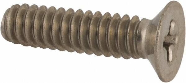 Made in USA - #10-24 UNC, 3/4" OAL Phillips Drive Machine Screw - Flat Head, Grade 18-8 Stainless Steel, Without Washer - Exact Tooling