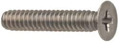 Made in USA - #4-40 UNC, 3/8" OAL Phillips Drive Machine Screw - Flat Head, Grade 18-8 Stainless Steel, Passivated Finish, Without Washer - Exact Tooling