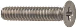 Made in USA - #10-32 UNF, 1/4" OAL Phillips Drive Machine Screw - Flat Head, Grade 18-8 Stainless Steel, Without Washer - Exact Tooling