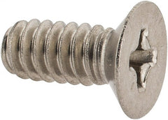 Made in USA - #10-24 UNC, 7/16" OAL Phillips Drive Machine Screw - Flat Head, Grade 18-8 Stainless Steel, Without Washer - Exact Tooling