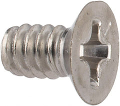 Made in USA - #6-32 UNC, 1/4" OAL Phillips Drive Machine Screw - Flat Head, Grade 18-8 Stainless Steel, Passivated Finish, Without Washer - Exact Tooling
