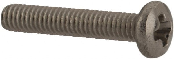Made in USA - #2-64 UNF, 1/2" Length Under Head Phillips Drive Machine Screw - Pan Head, Grade 18-8 Stainless Steel, Black Oxide Finish, Without Washer - Exact Tooling