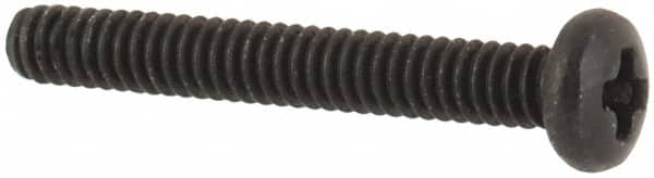 Made in USA - #0-80 UNF, 7/16" Length Under Head Phillips Drive Machine Screw - Pan Head, Grade 18-8 Stainless Steel, Black Oxide Finish, Without Washer - Exact Tooling