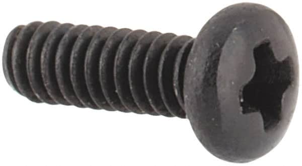 Made in USA - #0-80 UNF, 3/16" Length Under Head Phillips Drive Machine Screw - Pan Head, Grade 18-8 Stainless Steel, Black Oxide Finish, Without Washer - Exact Tooling