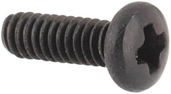 Made in USA - #0-80 UNF, 3/16" Length Under Head Phillips Drive Machine Screw - Pan Head, Grade 18-8 Stainless Steel, Black Oxide Finish, Without Washer - Exact Tooling