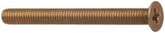 Made in USA - #10-24 UNC, 3/8" OAL Phillips Drive Machine Screw - Flat Head, Grade 3 Steel, Yellow Cadmium-Plated Finish, Without Washer - Exact Tooling