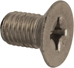 Made in USA - 1/4-28 UNF, 7/16" OAL Phillips Drive Machine Screw - Flat Head, Grade 18-8 Stainless Steel, Passivated Finish, Without Washer - Exact Tooling