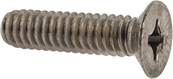 Made in USA - 1/4-20 UNC, 1" OAL Phillips Drive Machine Screw - Flat Head, Grade 18-8 Stainless Steel, Without Washer - Exact Tooling