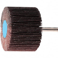 PFERD - 2" Diam x 1-1/2" Face Width, Aluminum Oxide Coated Mounted Flap Wheel - 1/4" Shank Mount, 120 Grit, 15,000 Max RPM - Exact Tooling