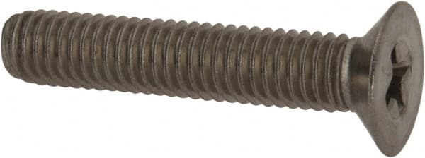 Made in USA - #10-32 UNF, 1" OAL Phillips Drive Machine Screw - Flat Head, Grade 18-8 Stainless Steel, Passivated Finish, Without Washer - Exact Tooling