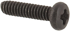 Made in USA - #0-80 UNF, 1/4" Length Under Head Phillips Drive Machine Screw - Pan Head, Grade 18-8 Stainless Steel, Black Oxide Finish, Without Washer - Exact Tooling