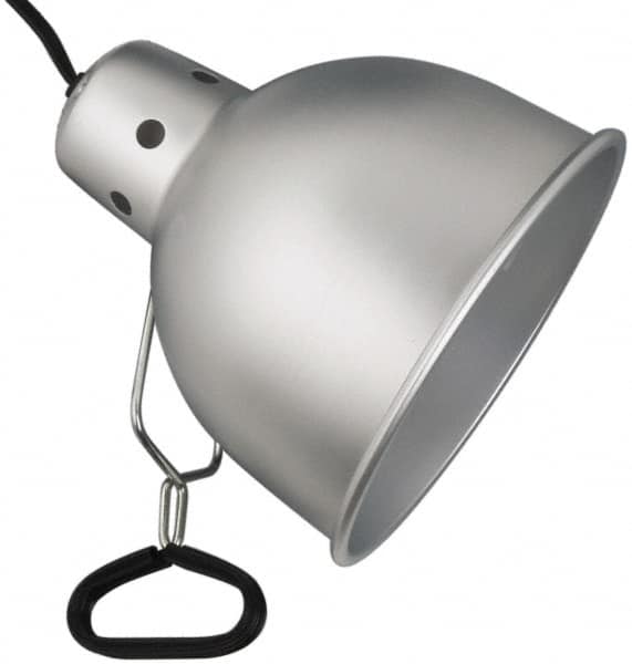 Fostoria - 120 Volt, 300 Watt, Electric, Incandescent Portable Clamp Mount Work Light - 8' Cord, 1 Head, 11,000 Lumens, Aluminum - Exact Tooling