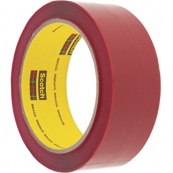 3M - 36mm x 50m Red Rubber Adhesive Sealing Tape - Polypropylene Film Backing, 2.5 mil Thick - Exact Tooling
