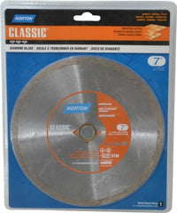 Norton - 7" Diam, 5/8" Arbor Hole Diam, Wet & Dry Cut Saw Blade - Diamond-Tipped, Standard Round Arbor - Exact Tooling