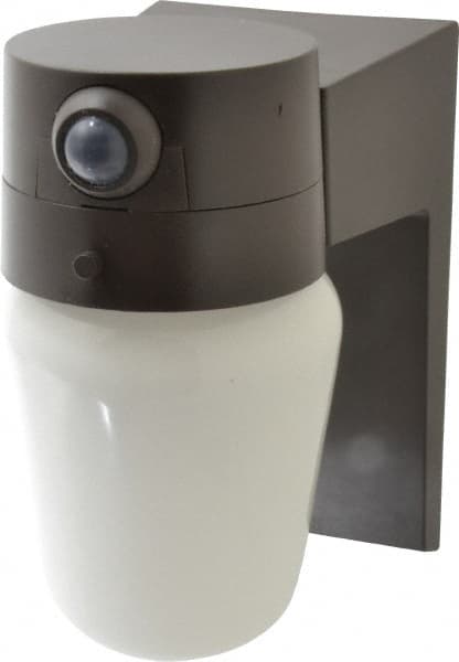 Heath/Zenith - 1 Head, 30 Ft. Detection, 110° Angle, Incandescent Lamp Motion Sensing Light Fixture - 110 Volt, 60 Watt, Metal, Plastic Bronze Housing, Wall, Eave Mounted, 7-1/4 Inch Long x 4.6 Inch Wide x 8.3 Inch High - Exact Tooling