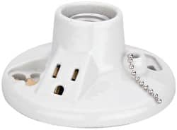 Leviton - 2 Pin, 125 VAC, 660 Watt, Medium Base, Pull Chain Lamp Holder - 4.56 Inch Wide x 2-1/2 Inch High, Incandescent, Screw Mounted - Exact Tooling