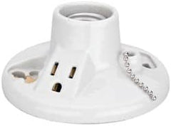 Leviton - 2 Pin, 125 VAC, 660 Watt, Medium Base, Pull Chain Lamp Holder - 4.56 Inch Wide x 2-1/2 Inch High, Incandescent, Screw Mounted - Exact Tooling