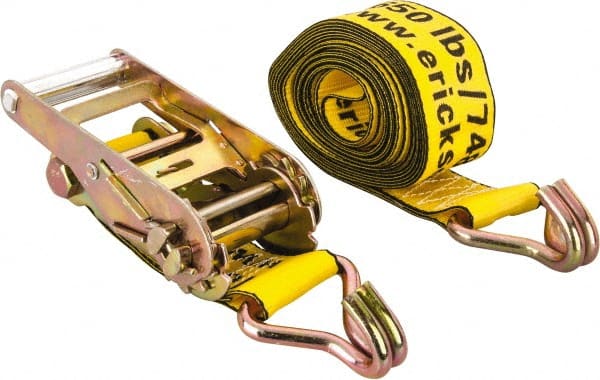 Erickson Manufacturing - 15' Long x 2" Wide, 5,000 Lb Basket Capacity, 5,000 Lb Vertical Capacity, Polyester Web Sling - Yellow - Exact Tooling