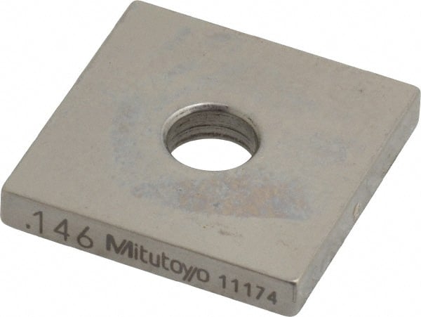 Mitutoyo - 0.146" Square Steel Gage Block - Accuracy Grade 0, Includes Certificate of Inspection - Exact Tooling