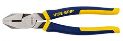 Irwin - 9-1/2" OAL, 1-9/16" Jaw Length x 1-1/4" Jaw Width, Side Cutting Linesman's Pliers - North American Jaw, Standard Head, ProTouch Handles - Exact Tooling