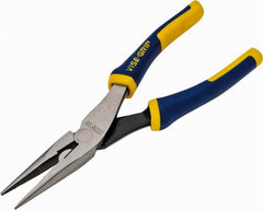 Irwin - 8" OAL, 2-5/16" Jaw Length x 15/16" Jaw Width, Long Nose Side Cutting Pliers - Serrated Jaw, Standard Head, ProTouch Handles - Exact Tooling