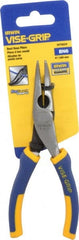 Irwin - 6" OAL, 1-9/16" Jaw Length x 23/32" Jaw Width, Long Nose Side Cutting Bent Nose Pliers - Serrated Jaw, Standard Head, ProTouch Handles - Exact Tooling