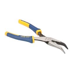 Irwin - 8" OAL, 2-5/16" Jaw Length x 15/16" Jaw Width, Long Nose Side Cutting Bent Nose Pliers - Serrated Jaw, Standard Head, ProTouch Handles - Exact Tooling