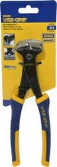Irwin - 8" OAL, End Cutting Pliers - 1/2" Jaw Length x 1-21/32" Jaw Width, End Cut Head, Rubber Grips Handle - Exact Tooling