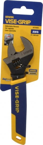 Irwin - 1" Jaw Capacity, 6" Standard Adjustable Wrench - Chrome Vanadium Steel, Chrome Finish - Exact Tooling