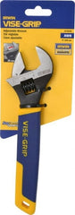 Irwin - 1-1/8" Jaw Capacity, 8" Standard Adjustable Wrench - Chrome Vanadium Steel, Chrome Finish - Exact Tooling