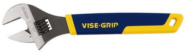 Irwin - 1-1/4" Jaw Capacity, 10" Standard Adjustable Wrench - Chrome Vanadium Steel, Chrome Finish - Exact Tooling