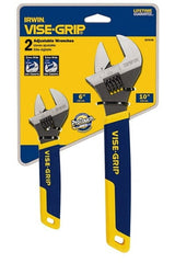Irwin - 2 Piece, Adjustable Wrench Set - Inch System of Measurement, Chrome Vanadium Finish, Comes in Display Card - Exact Tooling