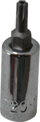 SK - 1/4" Drive, T20 Torx Bit Socket - 1-3/4" OAL, Tamper Resistant - Exact Tooling