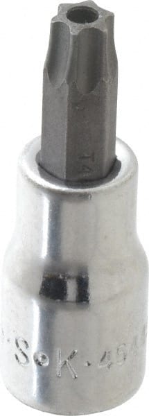 SK - 3/8" Drive, T45 Torx Bit Socket - 2" OAL, Tamper Resistant - Exact Tooling