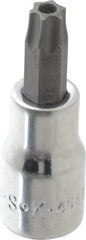 SK - 3/8" Drive, T45 Torx Bit Socket - 2" OAL, Tamper Resistant - Exact Tooling