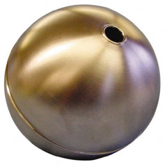 Made in USA - 10" Diam, Spherical, Tubed Through Connection, Metal Float - 3/8" Rod Thread, Stainless Steel, 450 Max psi, 18 Gauge - Exact Tooling