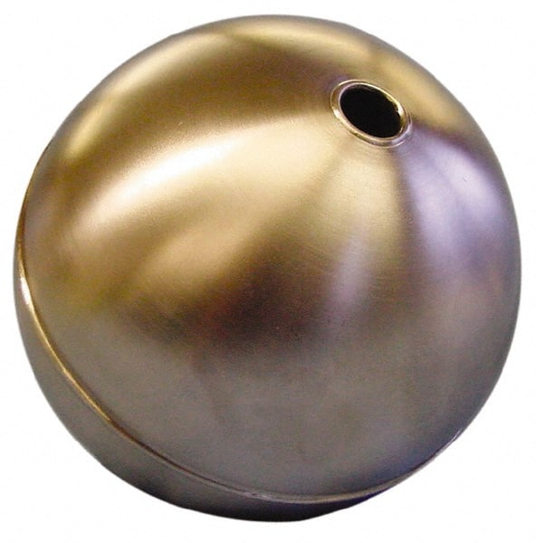 Made in USA - 6" Diam, Spherical, Tubed Through Connection, Metal Float - 1/2" Rod Thread, Stainless Steel, 800 Max psi, 18 Gauge - Exact Tooling