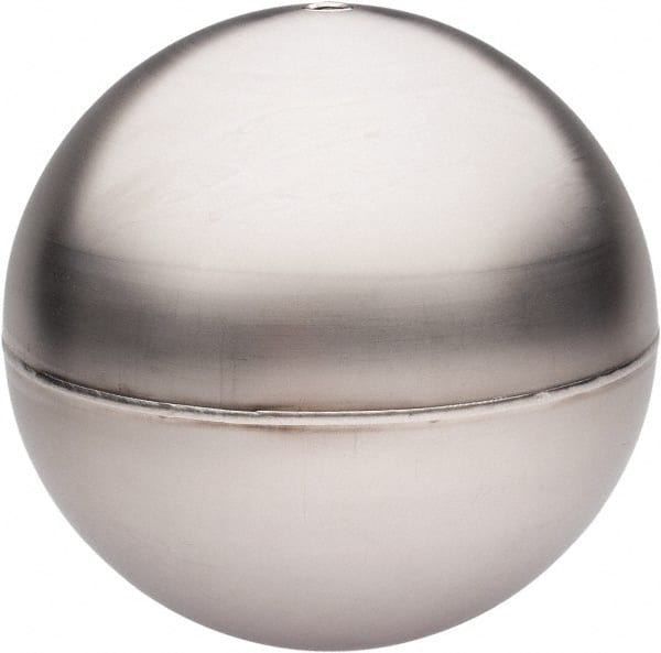 Made in USA - 8" Diam, Spherical, Tubed Through Connection, Metal Float - 3/8" Rod Thread, Stainless Steel, 450 Max psi, 20 Gauge - Exact Tooling