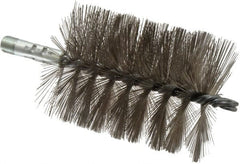 Schaefer Brush - 4-1/2" Brush Length, 3-1/2" Diam, Double Stem, Single Spiral Tube Brush - 7-1/4" Long, Stainless Steel, 1/4" NPSM Male Connection - Exact Tooling