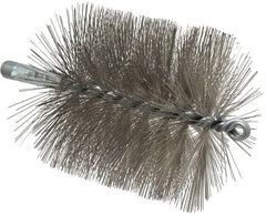Schaefer Brush - 4-1/2" Brush Length, 4-1/2" Diam, Double Stem, Single Spiral Tube Brush - 7-1/4" Long, Stainless Steel, 1/4" NPSM Male Connection - Exact Tooling
