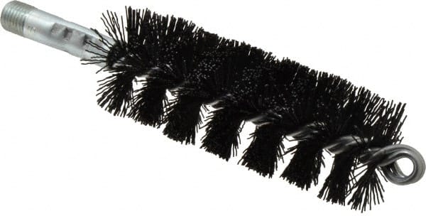Schaefer Brush - 5" Brush Length, 1-3/4" Diam, Nylon Single Stem, Single Spiral Tube Brush - 7-1/4" Long, Nylon, 1/4" NPSM Male Connection - Exact Tooling