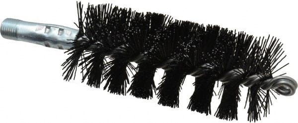 Schaefer Brush - 5" Brush Length, 2" Diam, Nylon Single Stem, Single Spiral Tube Brush - 7-1/4" Long, Nylon, 1/4" NPSM Male Connection - Exact Tooling