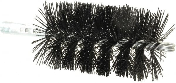 Schaefer Brush - 5" Brush Length, 2-3/4" Diam, Nylon Single Stem, Single Spiral Tube Brush - 7-1/4" Long, Nylon, 1/4" NPSM Male Connection - Exact Tooling