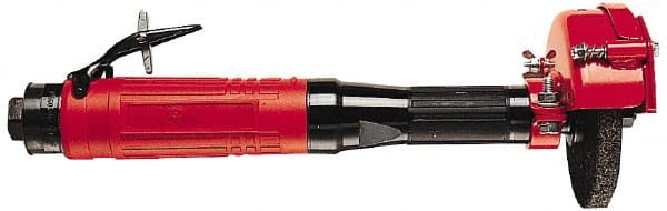 Chicago Pneumatic - 4" Wheel Diam, 12,000 RPM, Pneumatic Angle & Disc Grinder - 3/8-24 Spindle, 34 CFM, Rear Exhaust - Exact Tooling