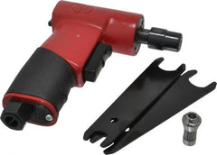 Chicago Pneumatic - 1/4" Collet, Angle Handle, Angle Air Die Grinder - 17,000 RPM, Rear Exhaust, 15.89 CFM, 0.2 hp, 6.21 bar, 1/4 NPT - Exact Tooling