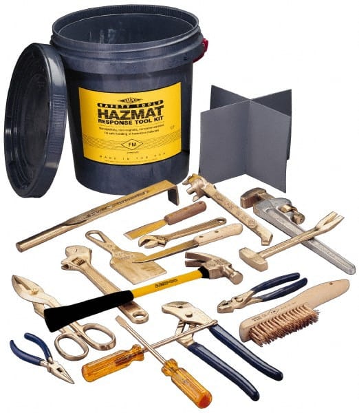 Ampco - 17 Piece Hazmat Response Tool Kit - Comes in Tool Bucket - Exact Tooling