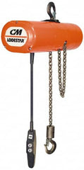 CM - 1/4 Ton Capacity, 0 to 16 FPM Lift Speed, Hook Mounted Hoist - 1 Output hp, 10' Max Lift, 16-1/4" Min Headroom, 1 Chain - Exact Tooling